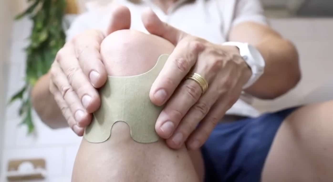 carefully place the patch on the painful area of your knee