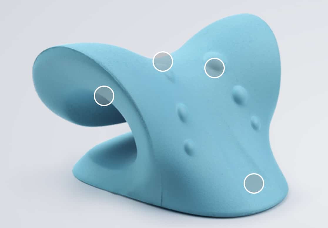 The rounded, firm foam massage nodes can target acupressure points.